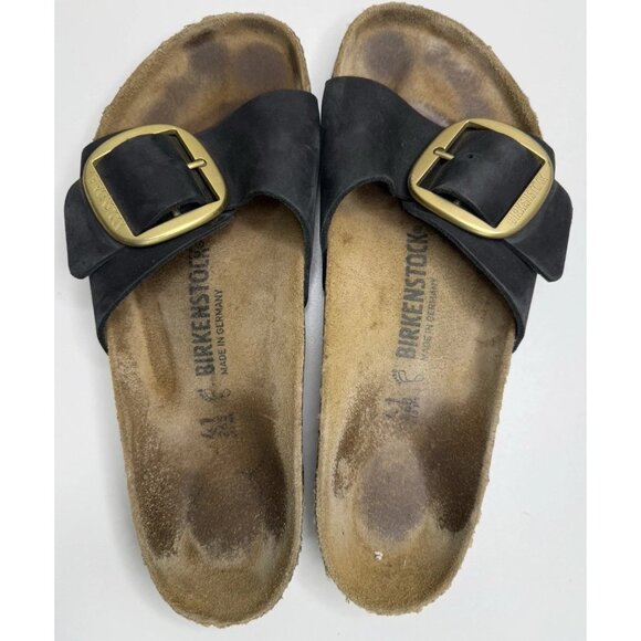 Birkenstock Madrid Big Buckle Black Leather Slide Sandals Size 41 - Picture 6 of 11